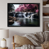 Pink Grey Waterfall Muted Splendor - Landscapes Canvas Wall Art