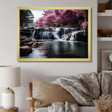 Pink Grey Waterfall Muted Splendor - Landscapes Canvas Wall Art