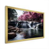 Pink Grey Waterfall Muted Splendor - Landscapes Canvas Wall Art