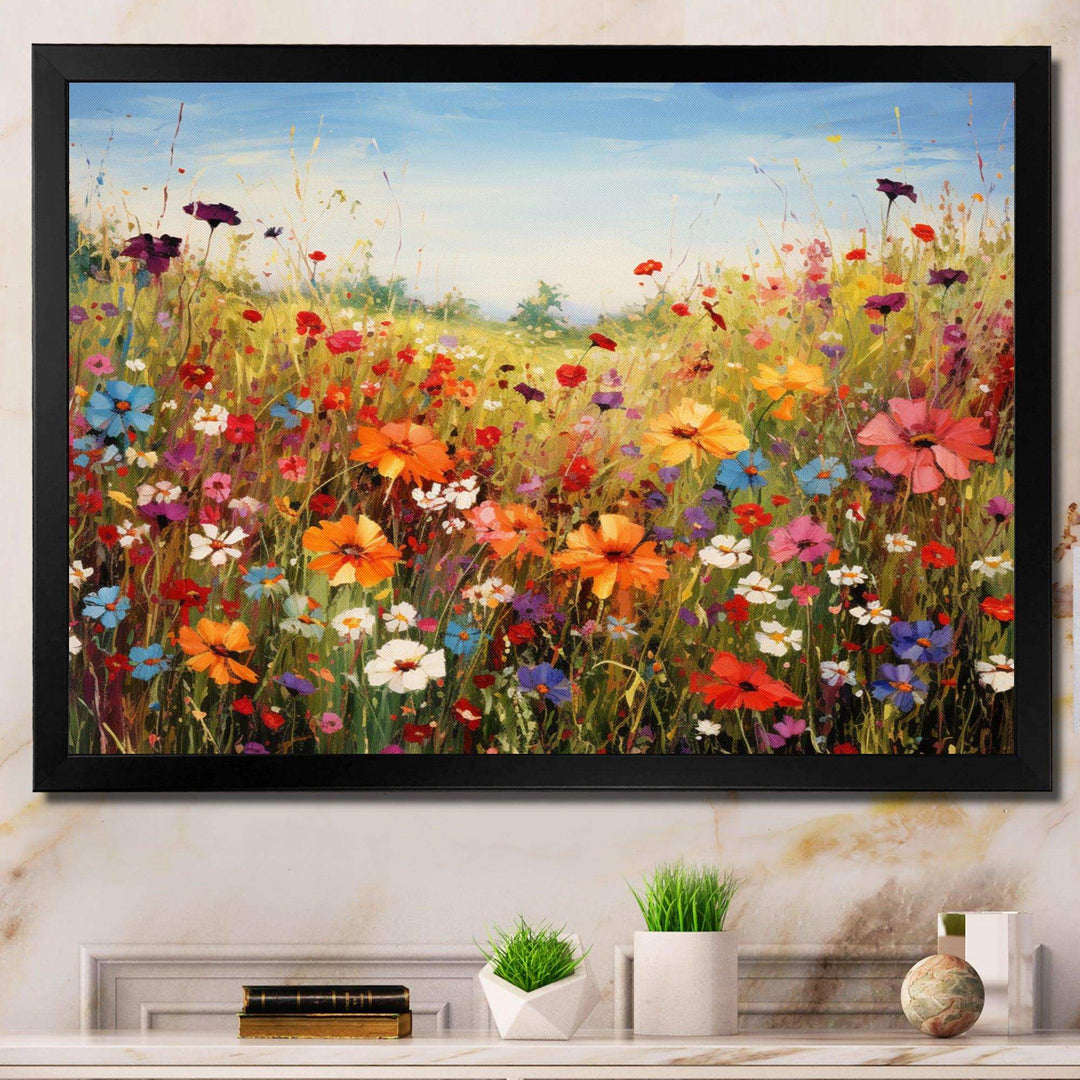 Idesignart colorful wildflowers meadow blooms i floral canvas wall art