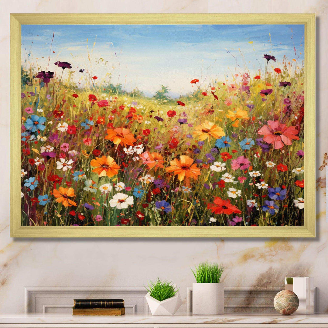 Idesignart colorful wildflowers meadow blooms i floral canvas wall art