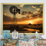 Texas Rustic Windmills - Architecture Canvas Wall Art