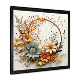 Beige and Orange Floral Wreath I - Floral Canvas Wall Art