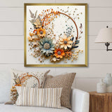 Beige and Orange Floral Wreath I - Floral Canvas Wall Art