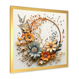 Beige and Orange Floral Wreath I - Floral Canvas Wall Art