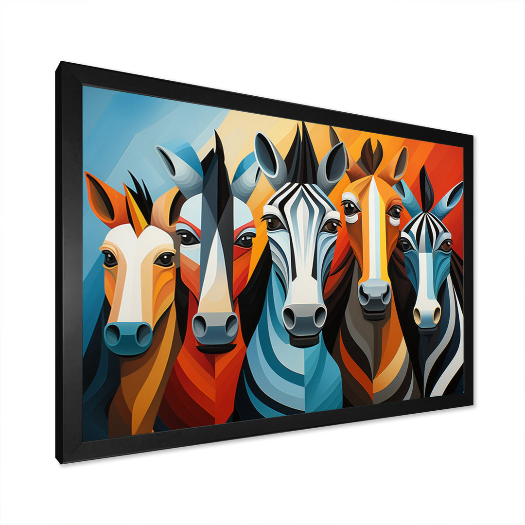 Zebra Cubist Family - Zebra Wall Art Prints