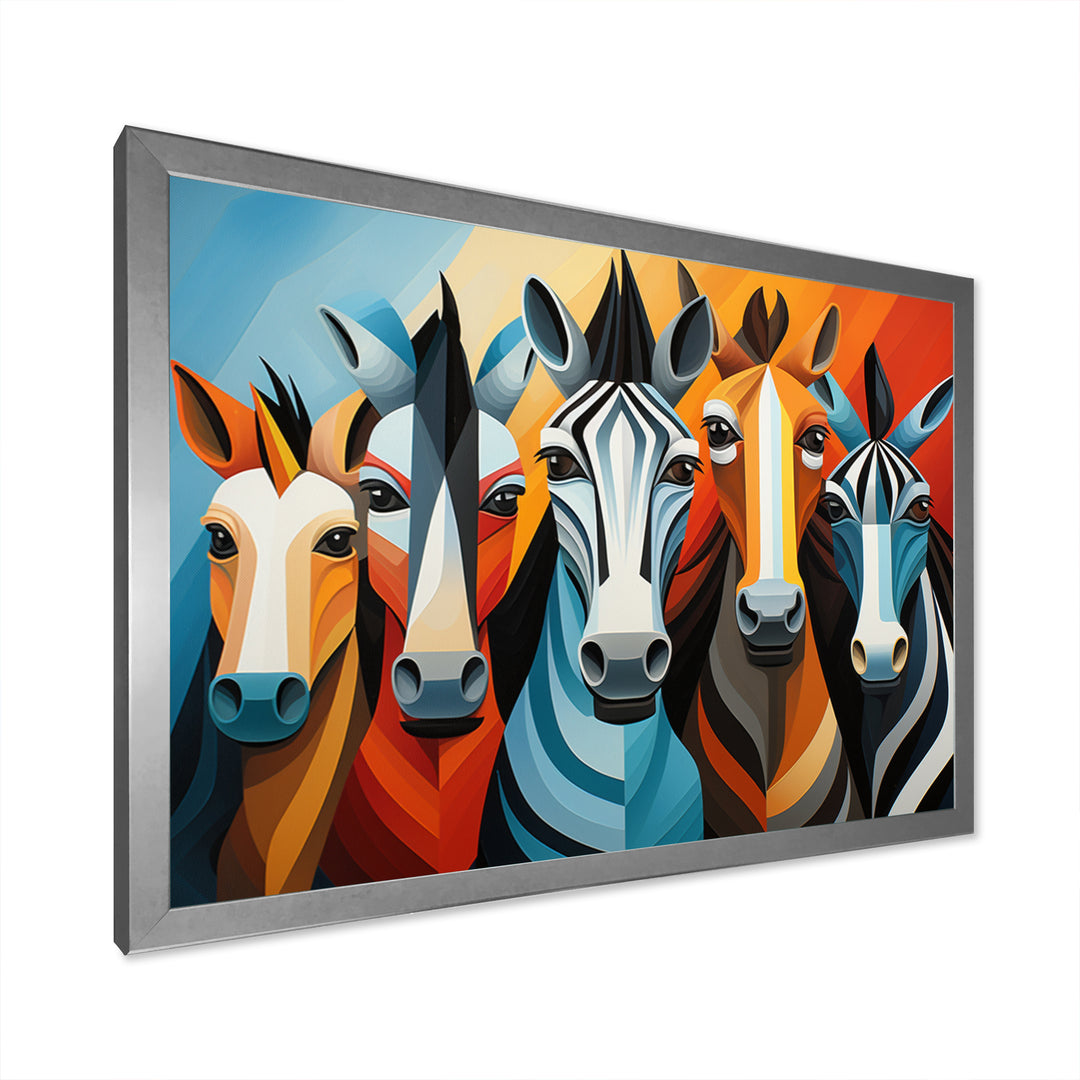 Zebra Cubist Family - Zebra Wall Art Prints
