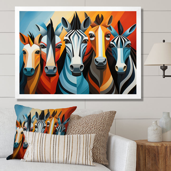 Zebra Cubist Family - Zebra Wall Art Prints