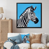 Minimalist Zebra On Blue - Zebra Bedroom Wall Art