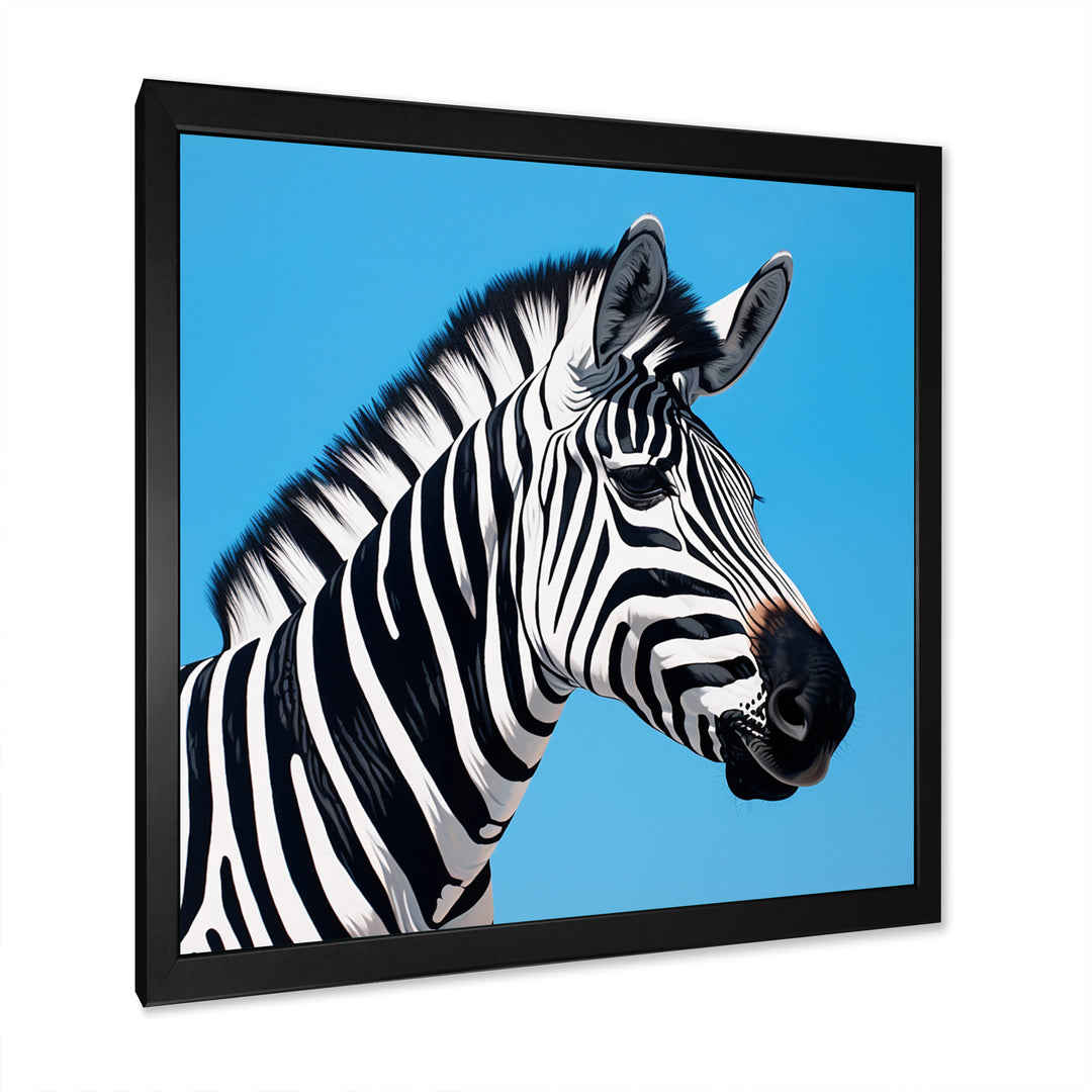 Minimalist Zebra On Blue - Zebra Bedroom Wall Art
