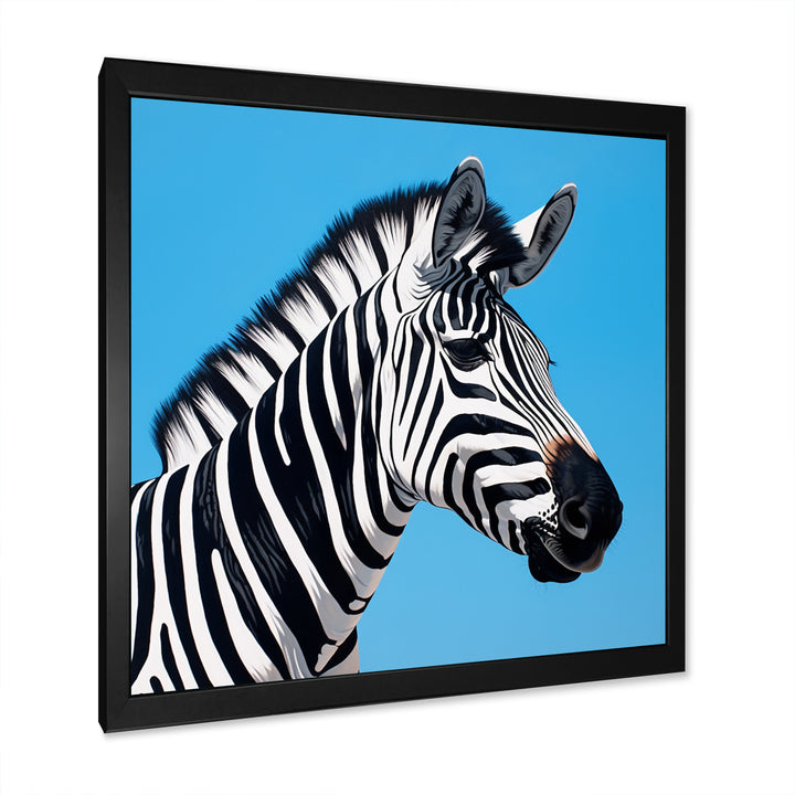 Minimalist Zebra On Blue - Zebra Bedroom Wall Art