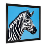 Minimalist Zebra On Blue - Zebra Bedroom Wall Art