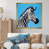 Minimalist Zebra On Blue - Zebra Bedroom Wall Art