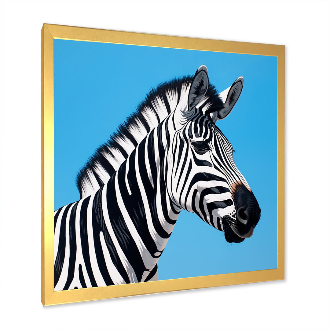 Minimalist Zebra On Blue - Zebra Bedroom Wall Art