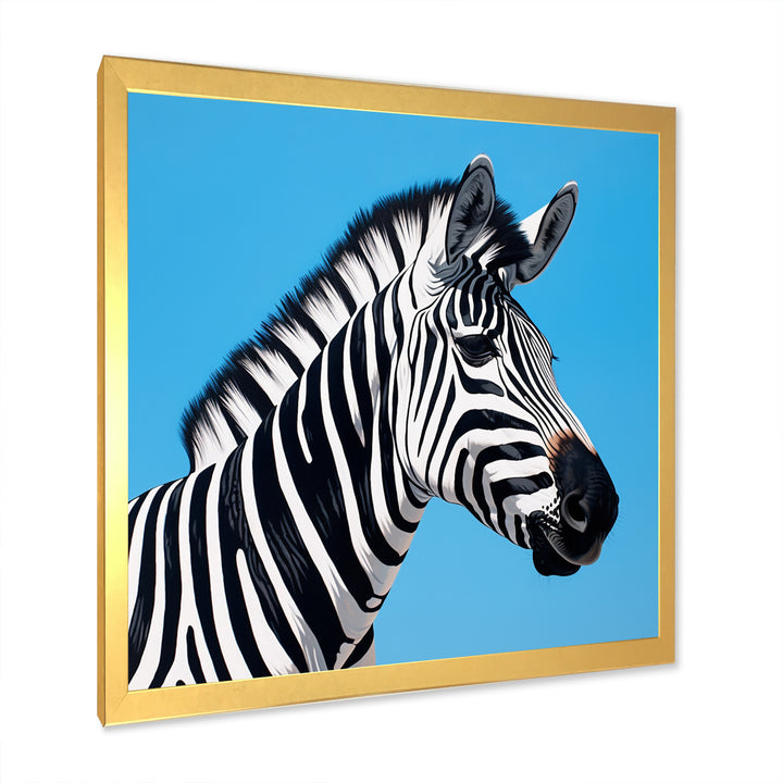 Minimalist Zebra On Blue - Zebra Bedroom Wall Art