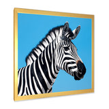 Minimalist Zebra On Blue - Zebra Bedroom Wall Art