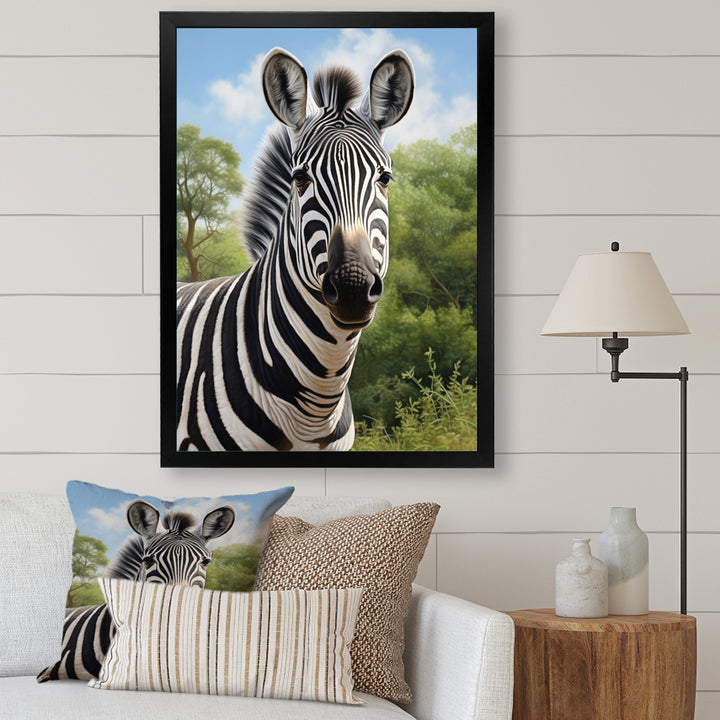 Zebra Realistic Zebra Portrait - Zebra Wall Decor