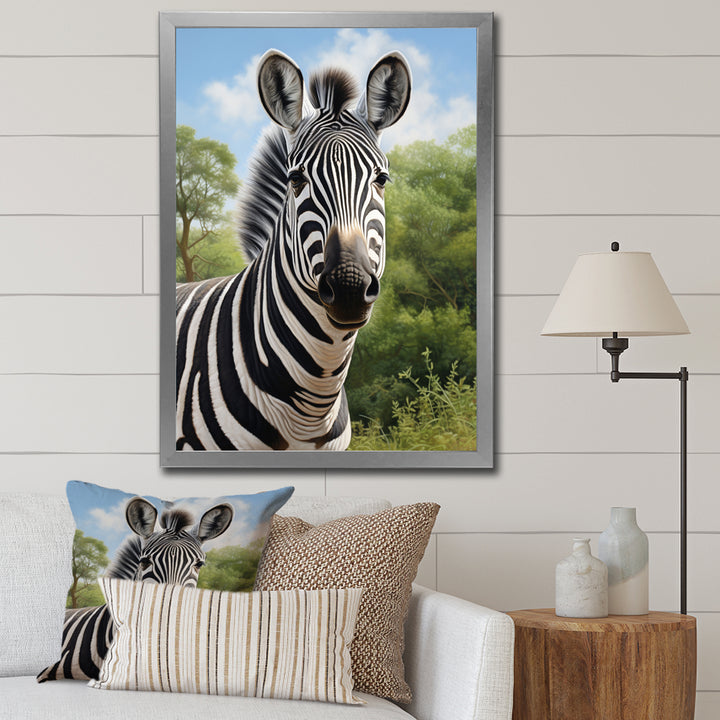Zebra Realistic Zebra Portrait - Zebra Wall Decor