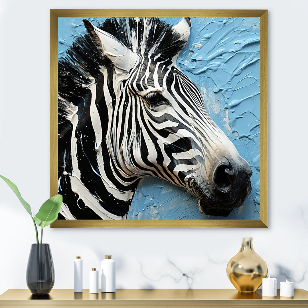White Blue Zebra Collage - Zebra Wall Art Prints