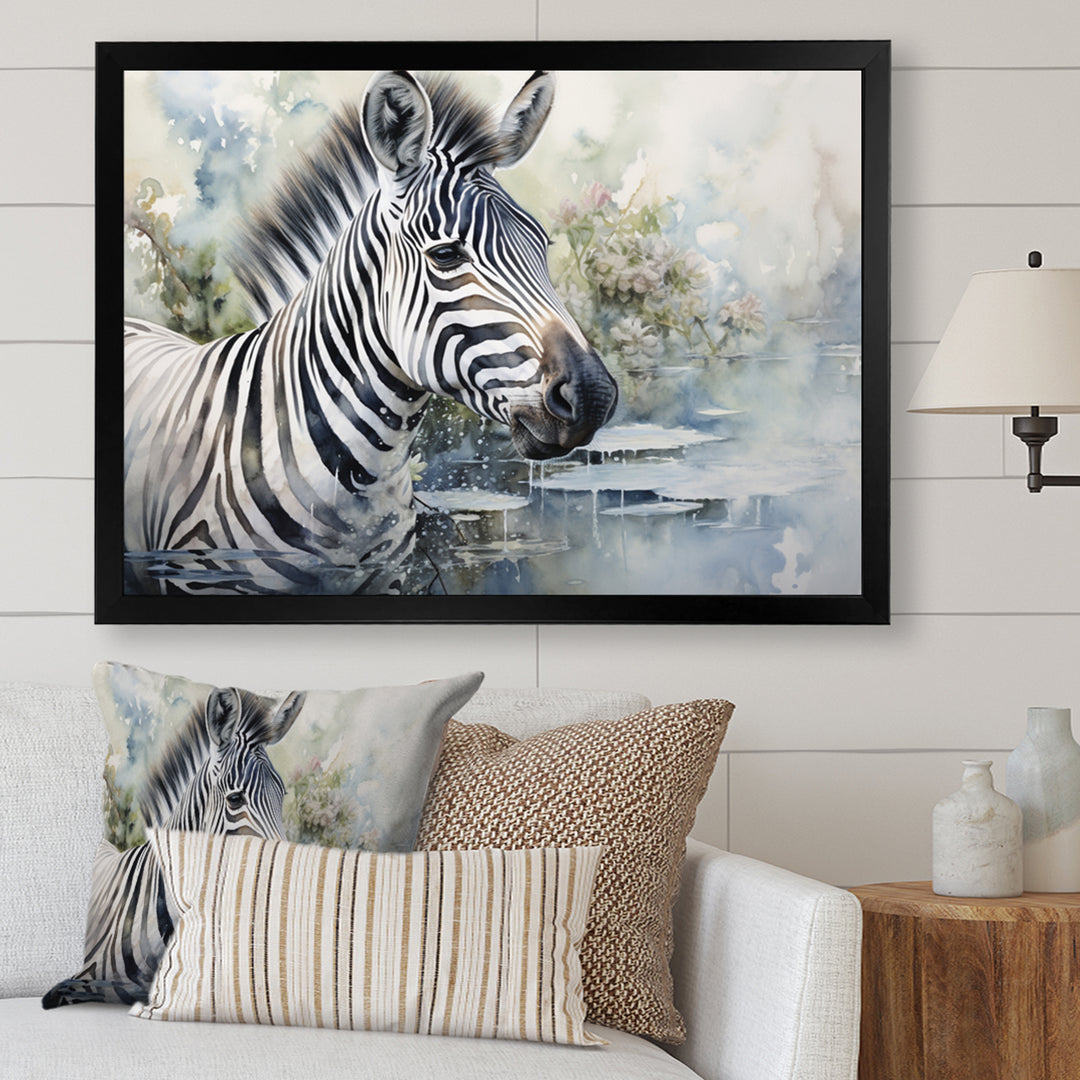 Zebra Watercolor Elegance This - White Zebra Wall Art