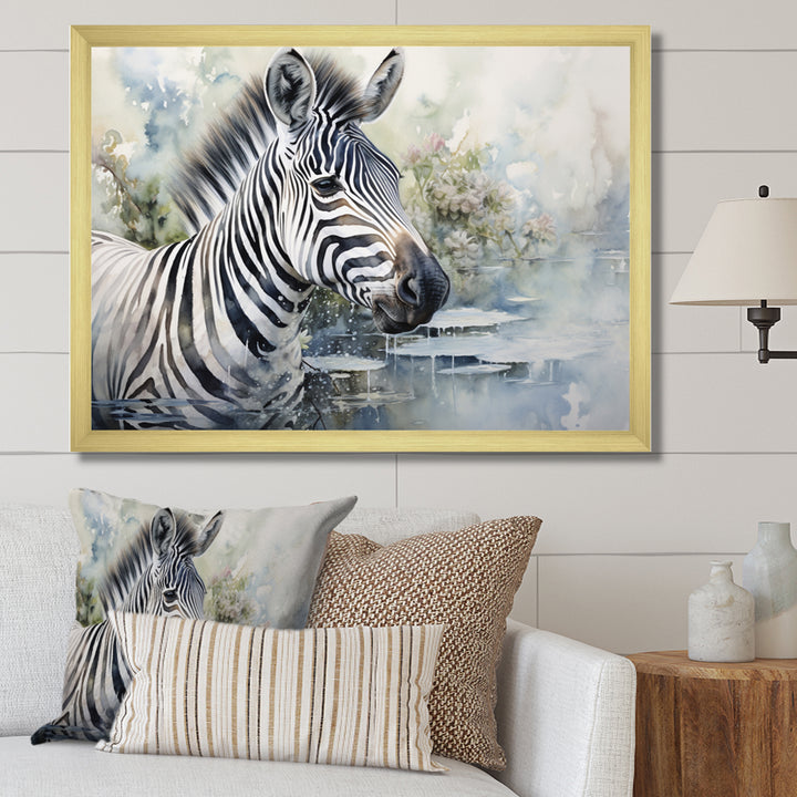 Zebra Watercolor Elegance This - White Zebra Wall Art