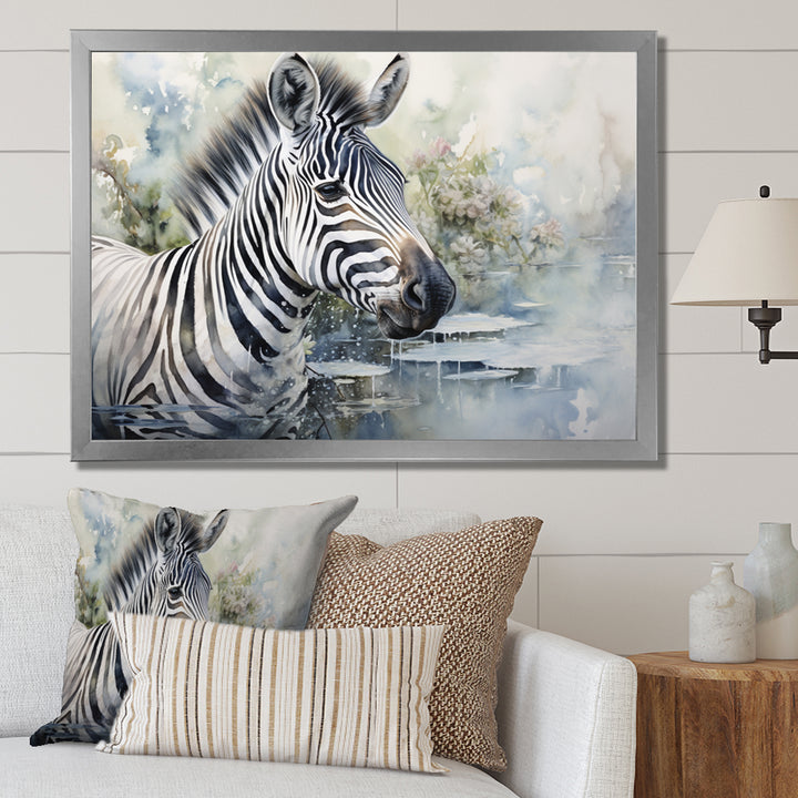Zebra Watercolor Elegance This - White Zebra Wall Art