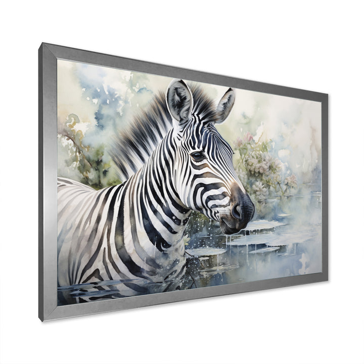 Zebra Watercolor Elegance This - White Zebra Wall Art
