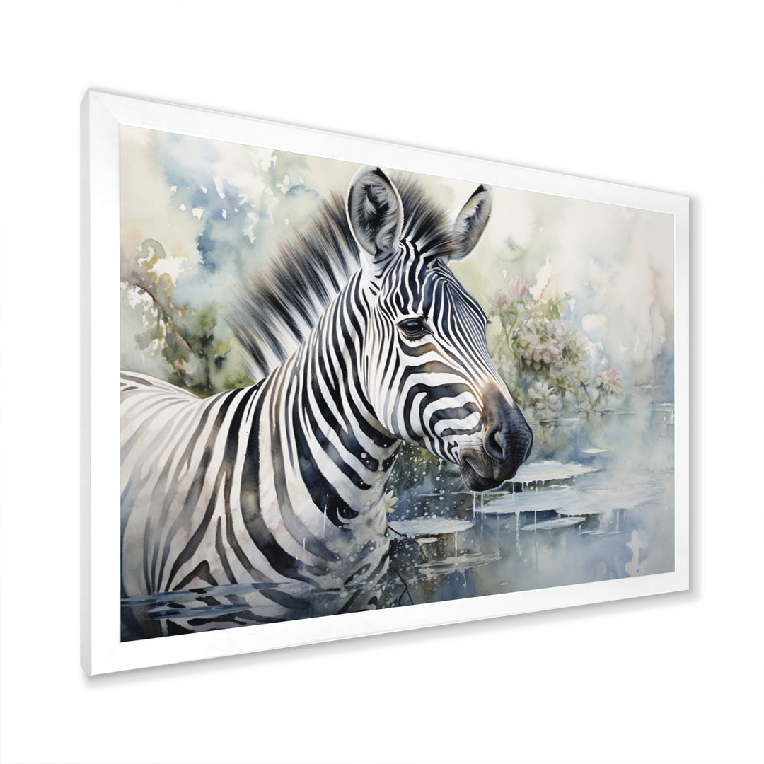 Zebra Watercolor Elegance This - White Zebra Wall Art