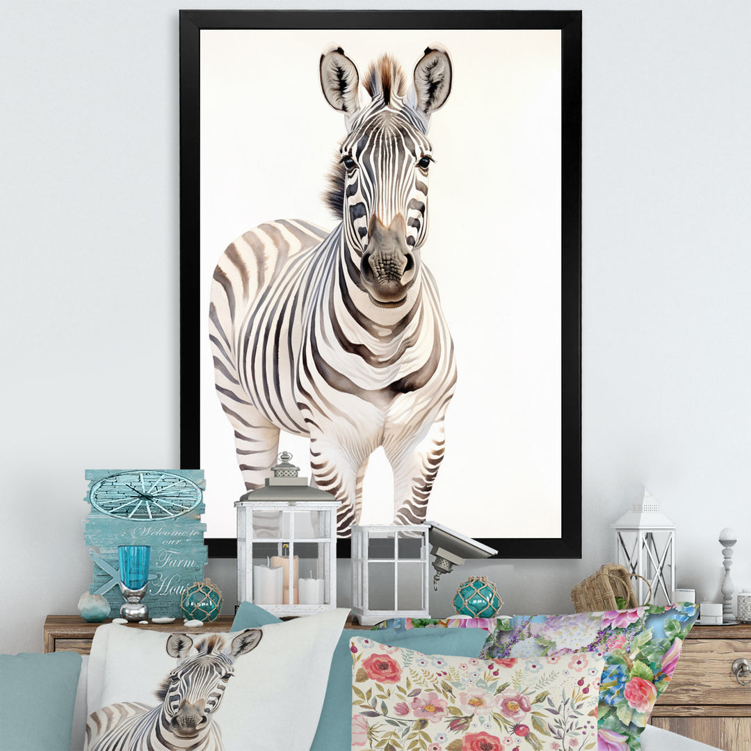 Zebra Watercolor Zebra This - Zebra Framed Canvas Art