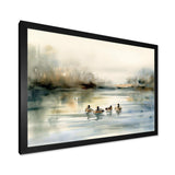 Ducks in Pond II - Animals Canvas Wall Art