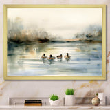 Ducks in Pond II - Animals Canvas Wall Art