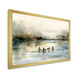 Ducks in Pond II - Animals Canvas Wall Art