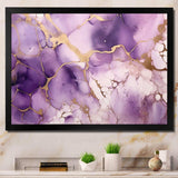 Purple and Gold Marble Ink Clouds VII - Abstract Canvas Wall Art