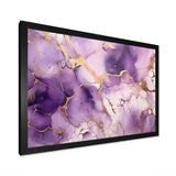 Purple and Gold Marble Ink Clouds VII - Abstract Canvas Wall Art