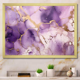 Purple and Gold Marble Ink Clouds VII - Abstract Canvas Wall Art