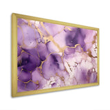 Purple and Gold Marble Ink Clouds VII - Abstract Canvas Wall Art