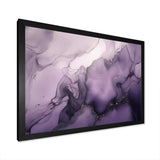 Purple and Grey Marble Ink Clouds X - Abstract Canvas Wall Art