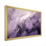 Purple and Grey Marble Ink Clouds X - Abstract Canvas Wall Art