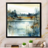 Summer Lake Landscape Illustration II - Cottage Canvas Wall Art