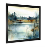 Summer Lake Landscape Illustration II - Cottage Canvas Wall Art