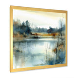 Summer Lake Landscape Illustration II - Cottage Canvas Wall Art