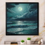 Super Moon Over The Sea IV - Beach Canvas Wall Art