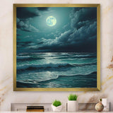 Super Moon Over The Sea IV - Beach Canvas Wall Art