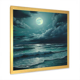 Super Moon Over The Sea IV - Beach Canvas Wall Art