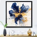 Dark Blue and Gold Strokes I - Abstract Canvas Wall Art