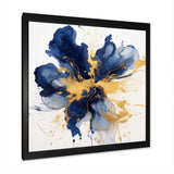 Dark Blue and Gold Strokes I - Abstract Canvas Wall Art