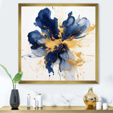 Dark Blue and Gold Strokes I - Abstract Canvas Wall Art