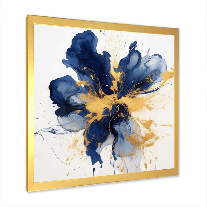 Dark Blue and Gold Strokes I - Abstract Canvas Wall Art