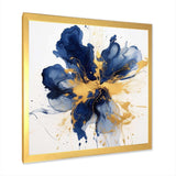 Dark Blue and Gold Strokes I - Abstract Canvas Wall Art