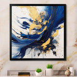 Dark Blue and Gold Strokes V - Abstract Canvas Wall Art